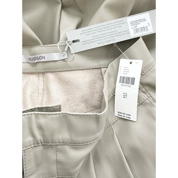 NWT Hudson High-Rise Rosie Faux Leather Trousers 27 Pants Tan $265 Chinchilla - Picture 9 of 11